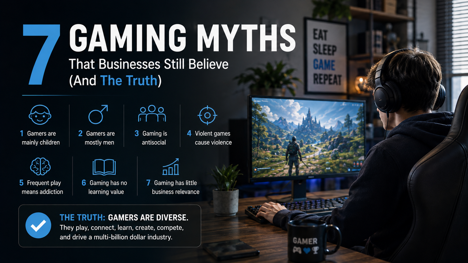 7 gaming myths about gamer stereotypes and the diverse gaming audience